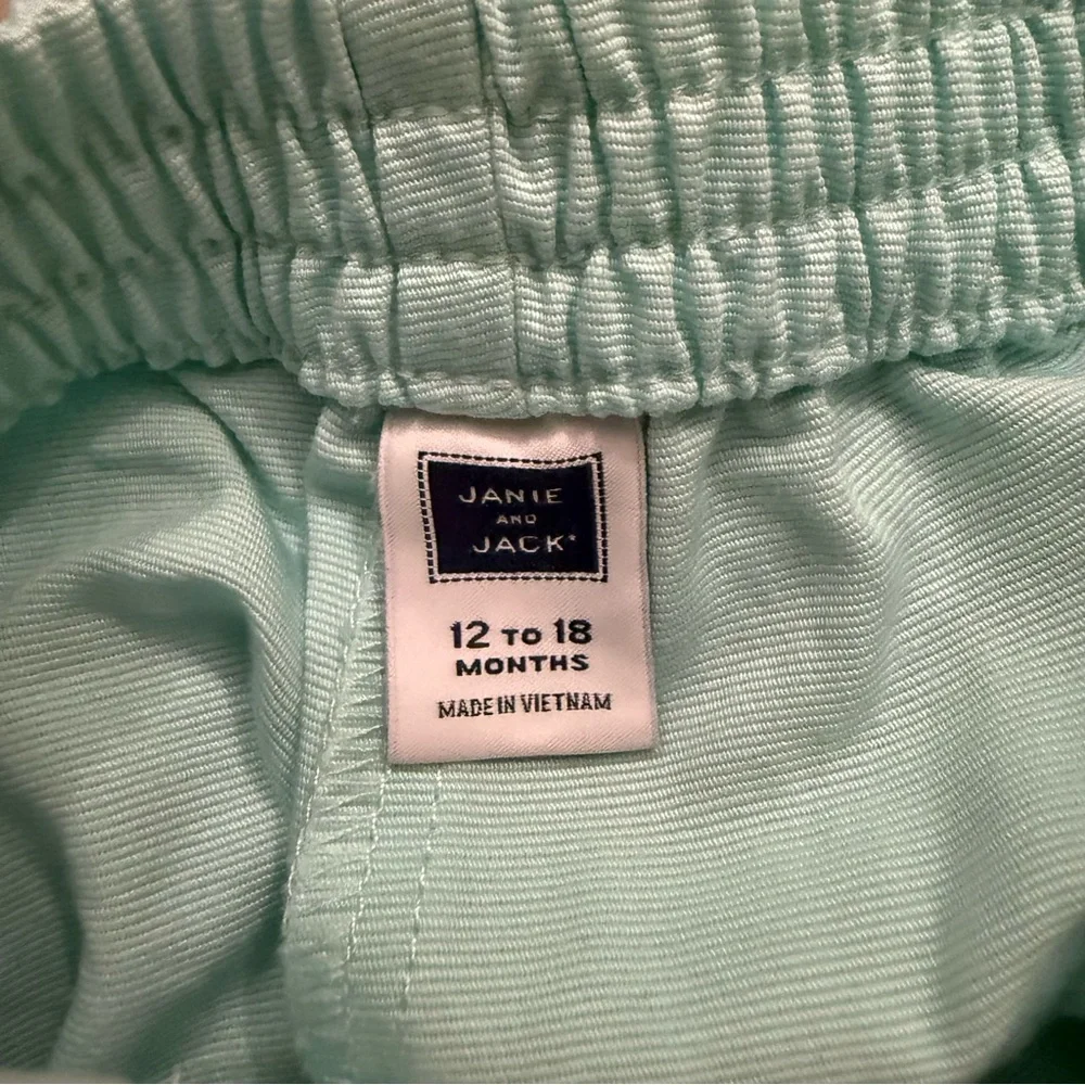 Janie and Jack Baby Aqua Cotton Shorts‎ 12–18M Button Pocket Pull-On